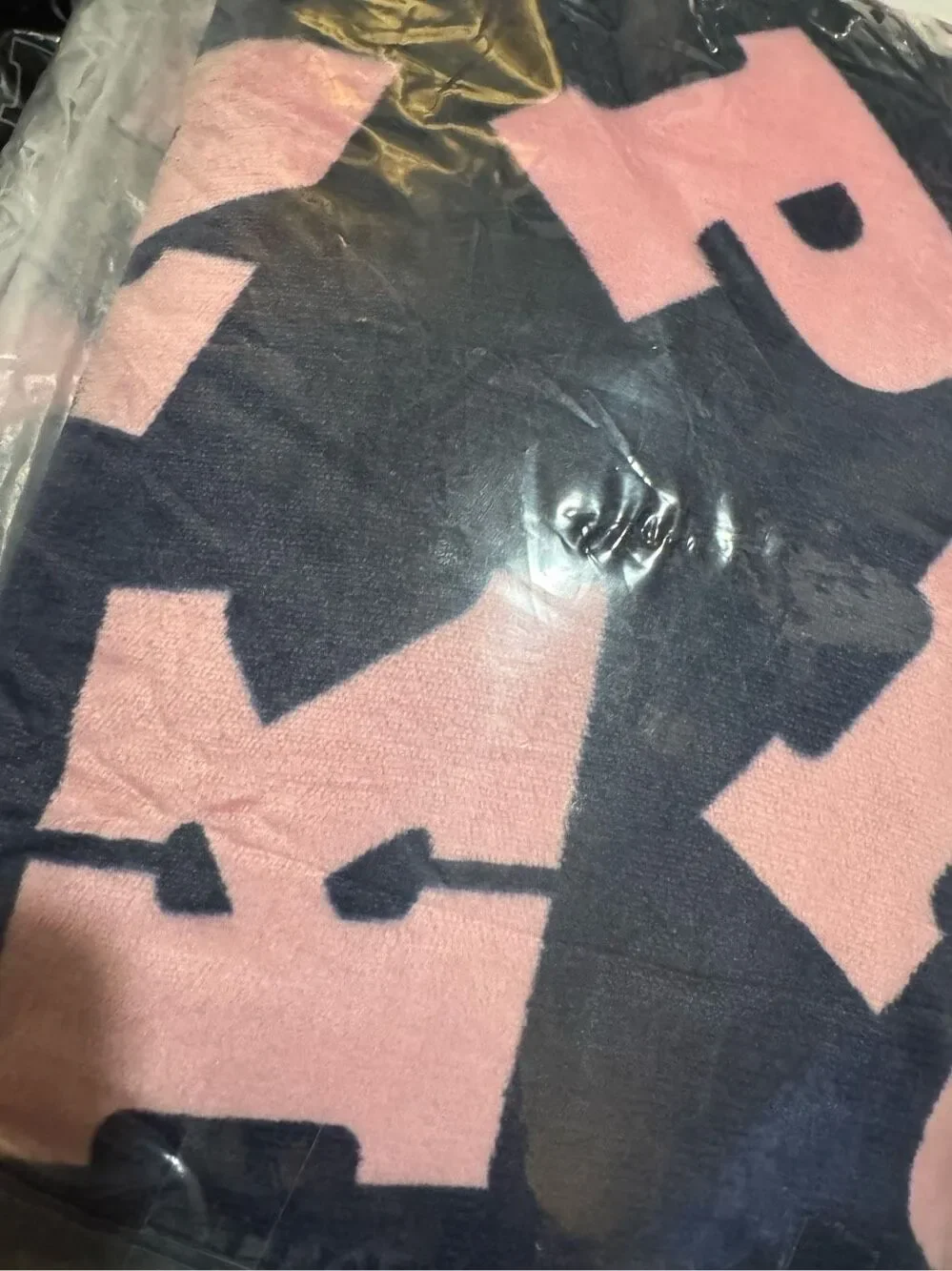 PINK Sherpa Blanket xl pink blue logo  y2k og logo blanket